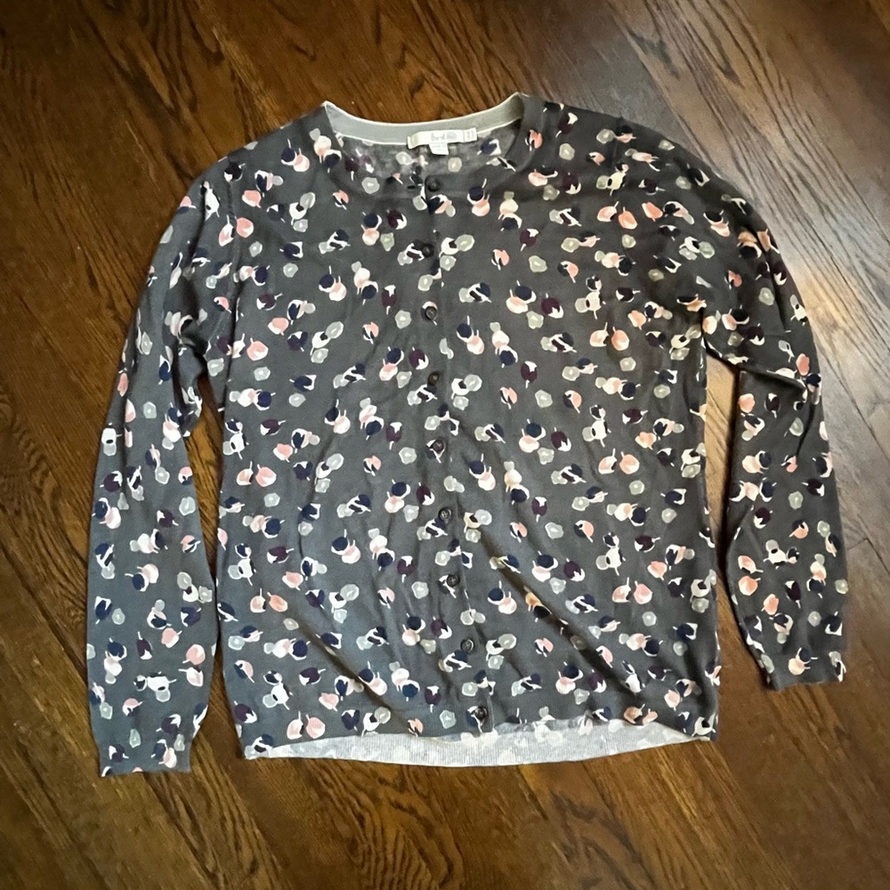 🚫SOLD🚫Boden Gray Print Button Up Cardigan Size US 12/UK 16